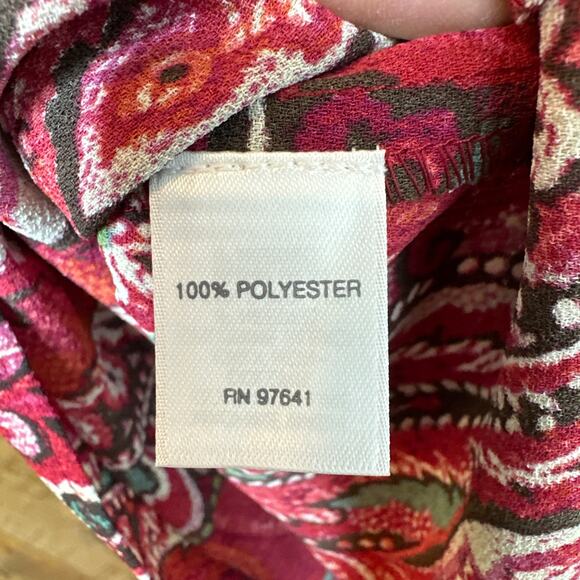 J.Jill Red Paisley Long Sleeve Blouse Size Smal NWT - Picture 4 of 6